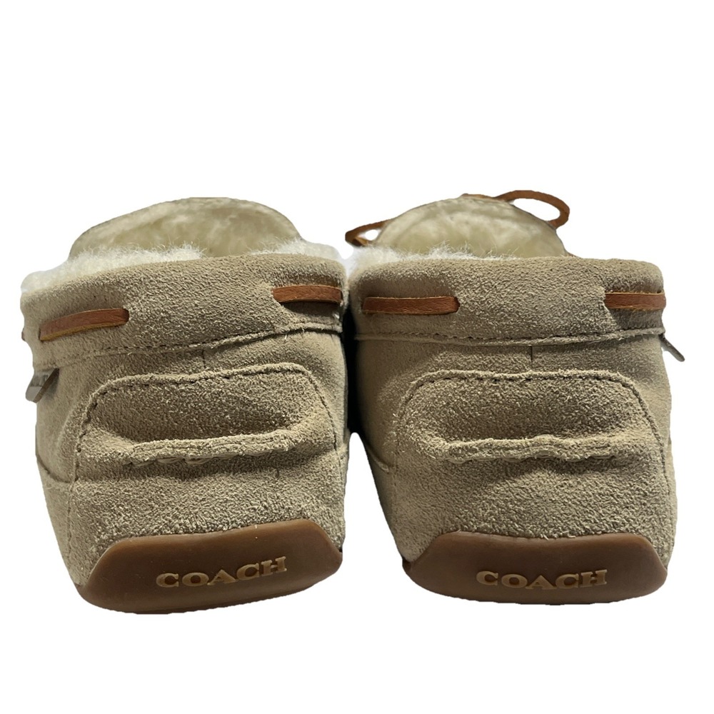 Coach Shearling Slipper Moccasin CC743  Men's Size 9 D Khaki Suede Slip-On NWOT - Picture 6 of 14